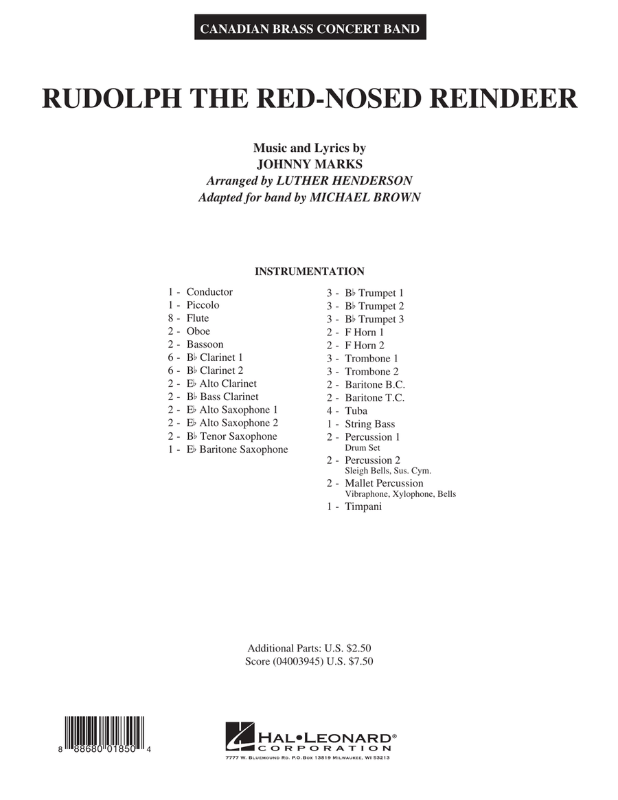 Rudolph the Red-Nosed Reindeer (Canadian Brass) - Conductor Score (Full Score) Concert Band scores gallery preview page 1