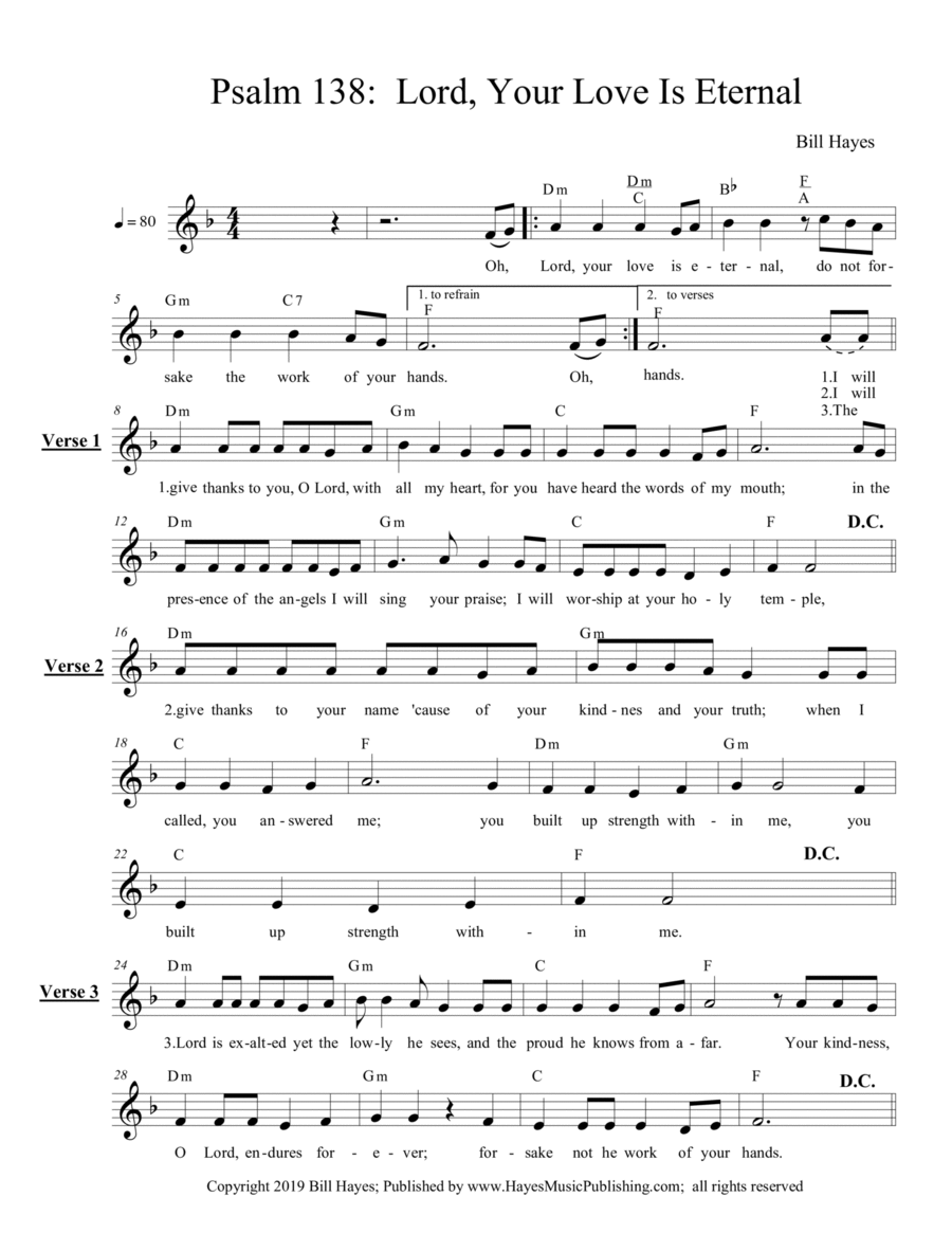 Ps.138: Lord, Your Love Is Eternal - leadsheet Praise scores gallery preview page 1