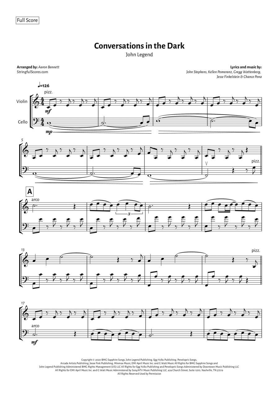 Conversations In The Dark String Duet scores gallery preview page 1
