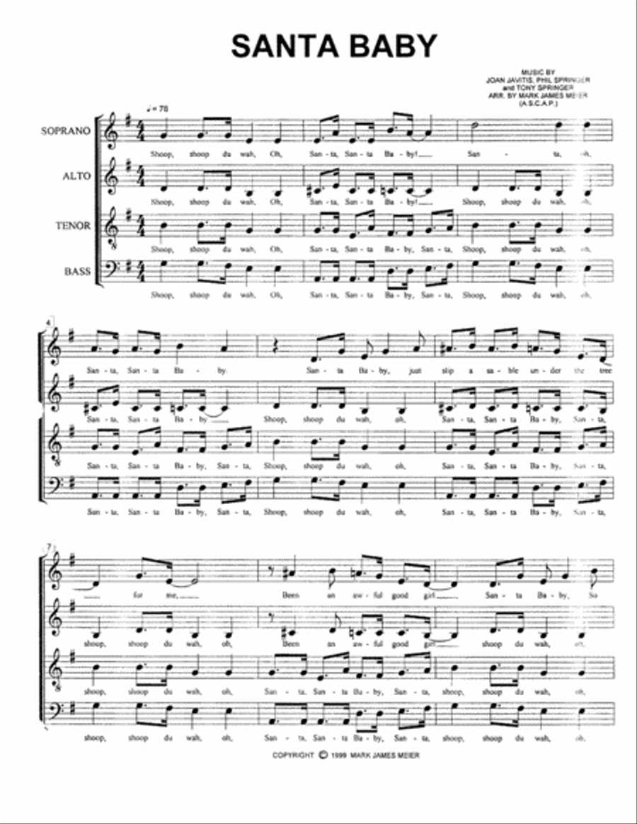 Santa Baby 4-Part scores gallery preview page 1