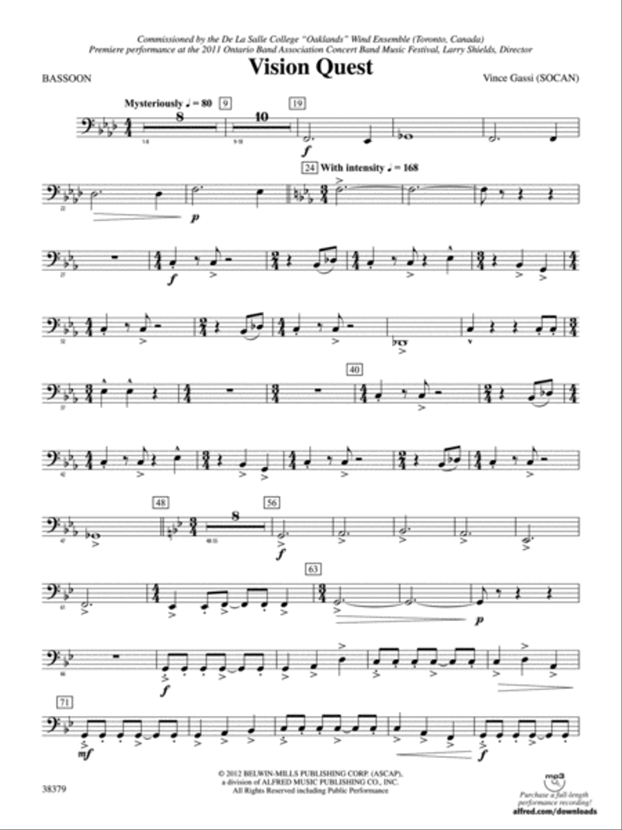 Vision Quest: Bassoon Concert Band scores gallery preview page 1