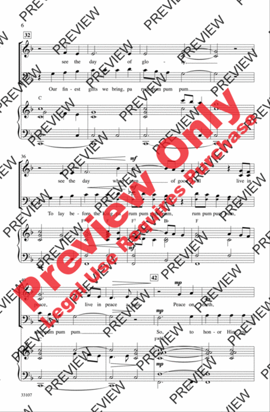 The Little Drummer Boy / Peace on Earth 3-Part scores gallery preview page 6