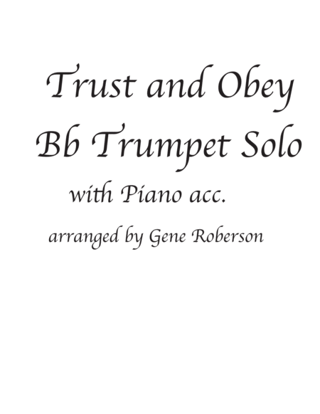 Trust and Obey Bb Trumpet Solo Intermediate image number null