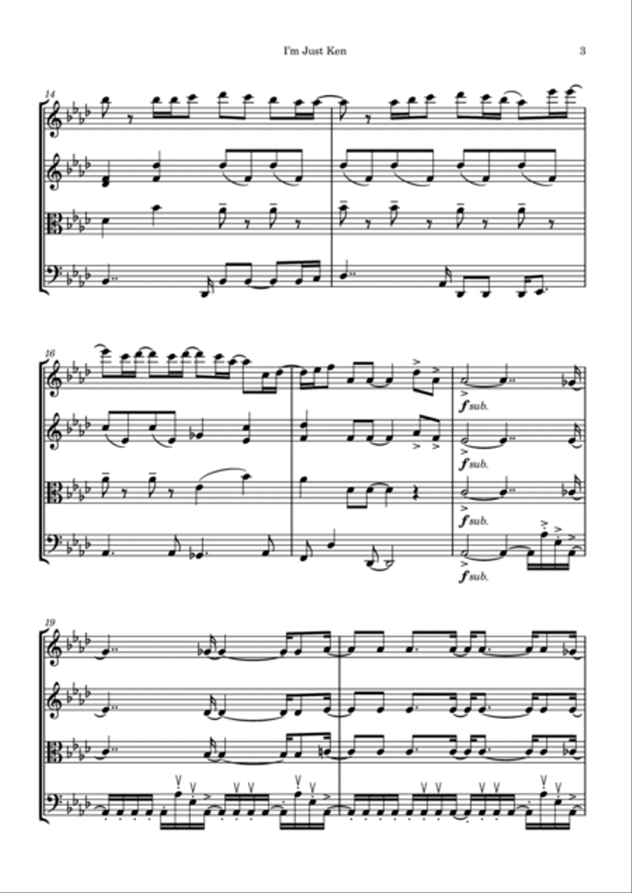 I'm Just Ken String Quartet scores gallery preview page 3