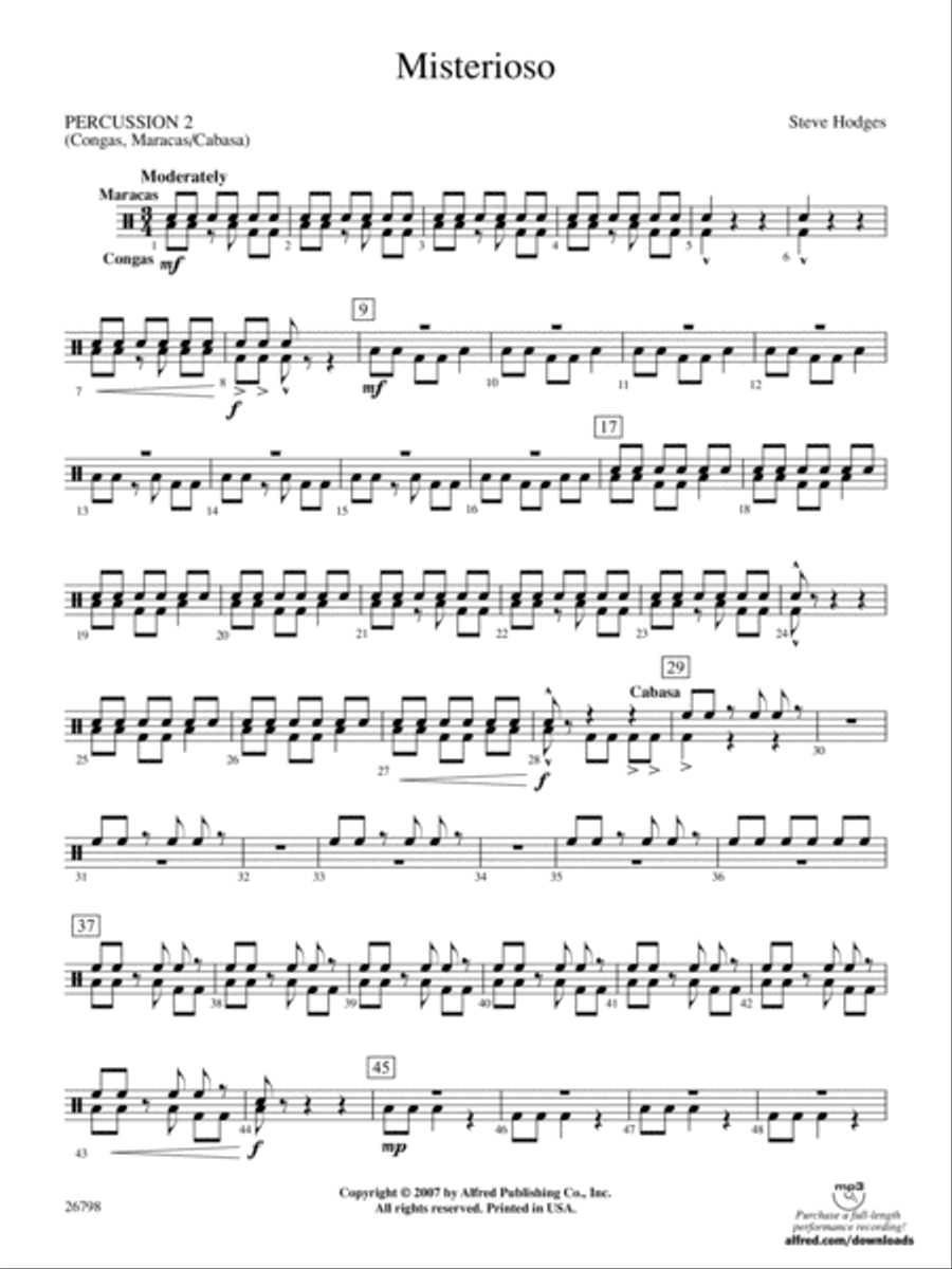 Misterioso: 2nd Percussion Concert Band scores gallery preview page 1