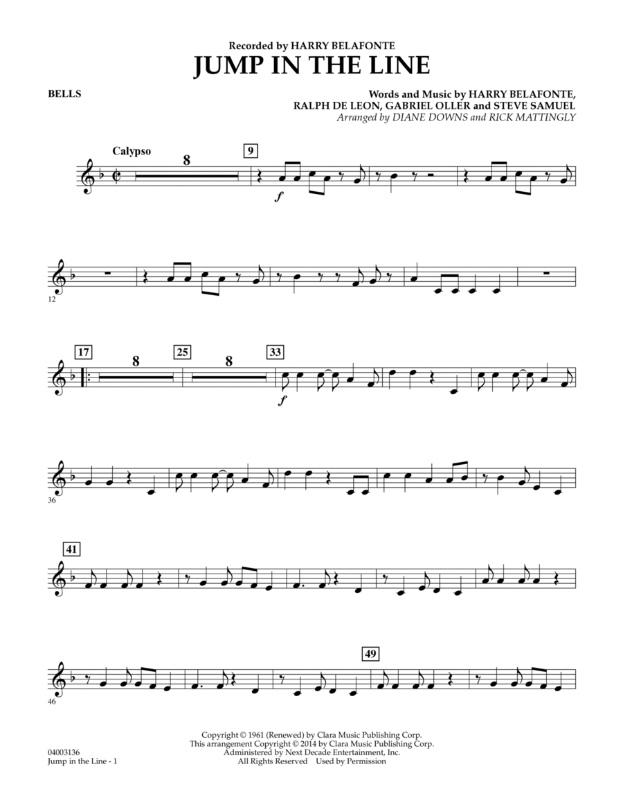 Jump in the Line - Bells Concert Band scores gallery preview page 1