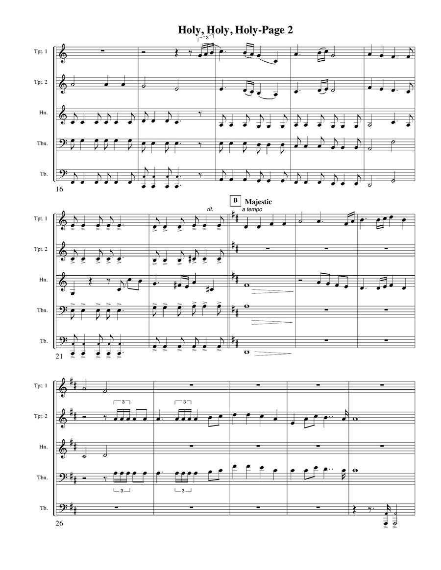 Holy, Holy, Holy for Brass Quintet Brass Quintet scores gallery preview page 2
