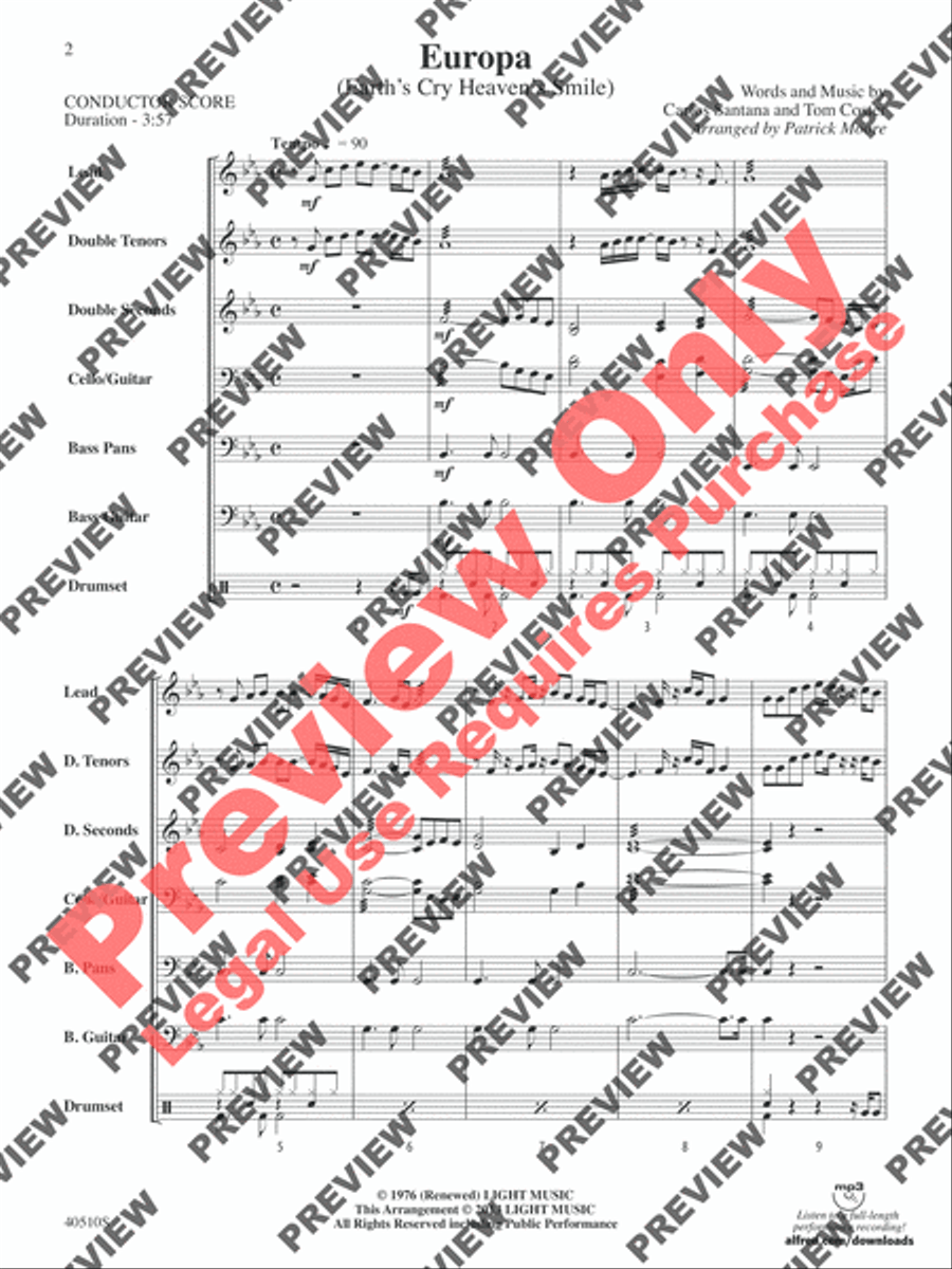 Europa (Earth's Cry Heaven's Smile) Steel Drum Band scores gallery preview page 19