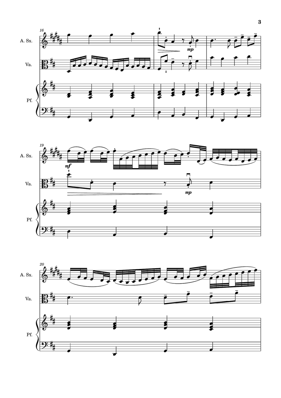 Canon in D Major, P.37; T.337. A. Sax, Viola, and Piano. Score and Parts. Chamber Music scores gallery preview page 3