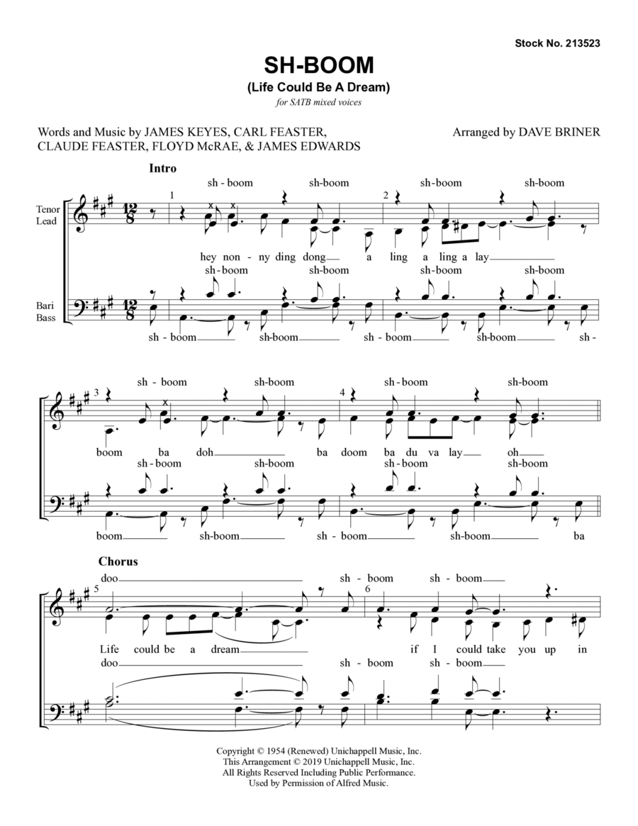 Sh-Boom (Life Could Be A Dream) (arr. Dave Briner) 4-Part scores gallery preview page 1