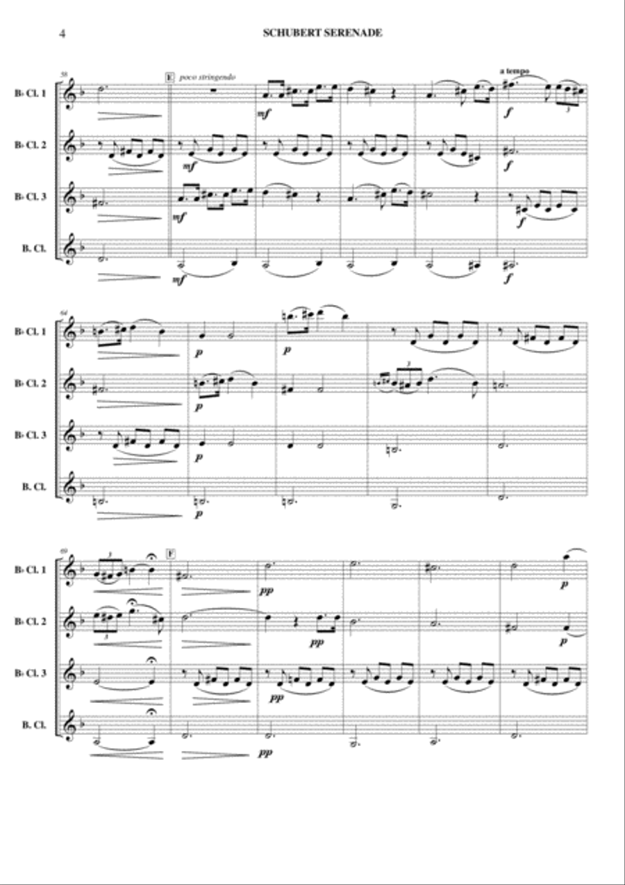 Schubert Serenade - Clarinet Quartet Clarinet Quartet scores gallery preview page 5