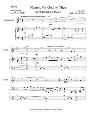 NEARER, MY GOD, TO THEE (Duet– Bb Clarinet/Piano with Score and Clar Part)