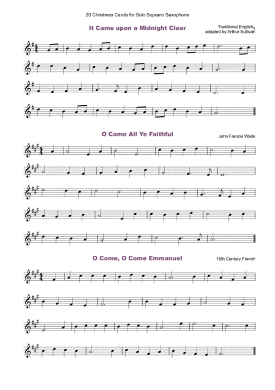 20 Favourite Christmas Carols for solo Soprano Saxophone and Piano Soprano Saxophone scores gallery preview page 6