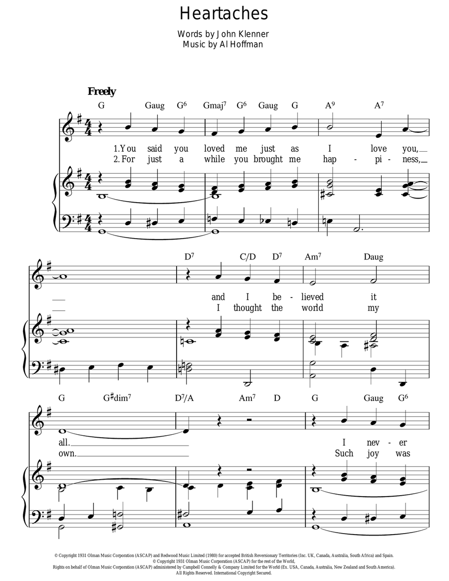 Heartaches Guitar scores gallery preview page 1