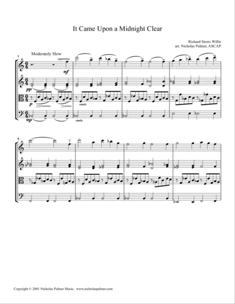It came upon a midnight clear - A Christmas Nocturne String Quartet scores gallery preview page 3