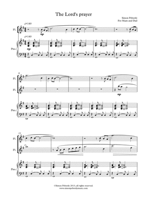 The Lord's Prayer, easy modern setting for SATB, piano and 2 flutes