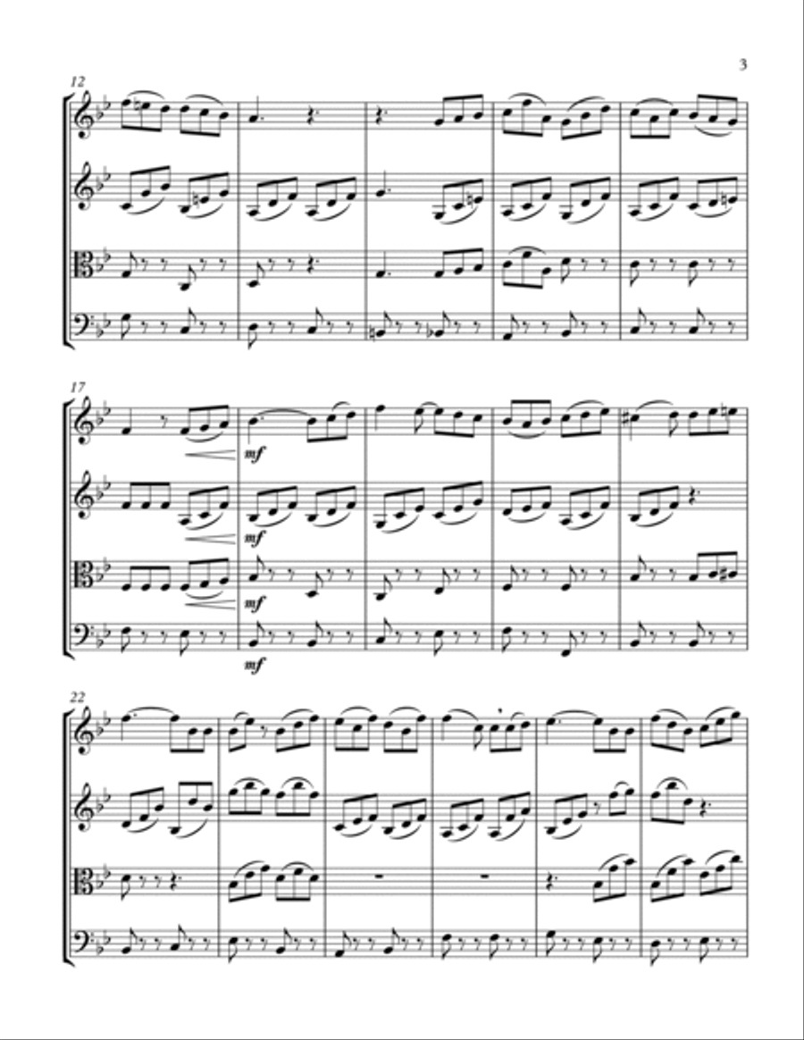 MARRIAGE OF FIGARO - LE NOZZE DI FIGARO - SULL'ARIA - Mozart - String Quartet, Intermediate Level fo String Quartet scores gallery preview page 5