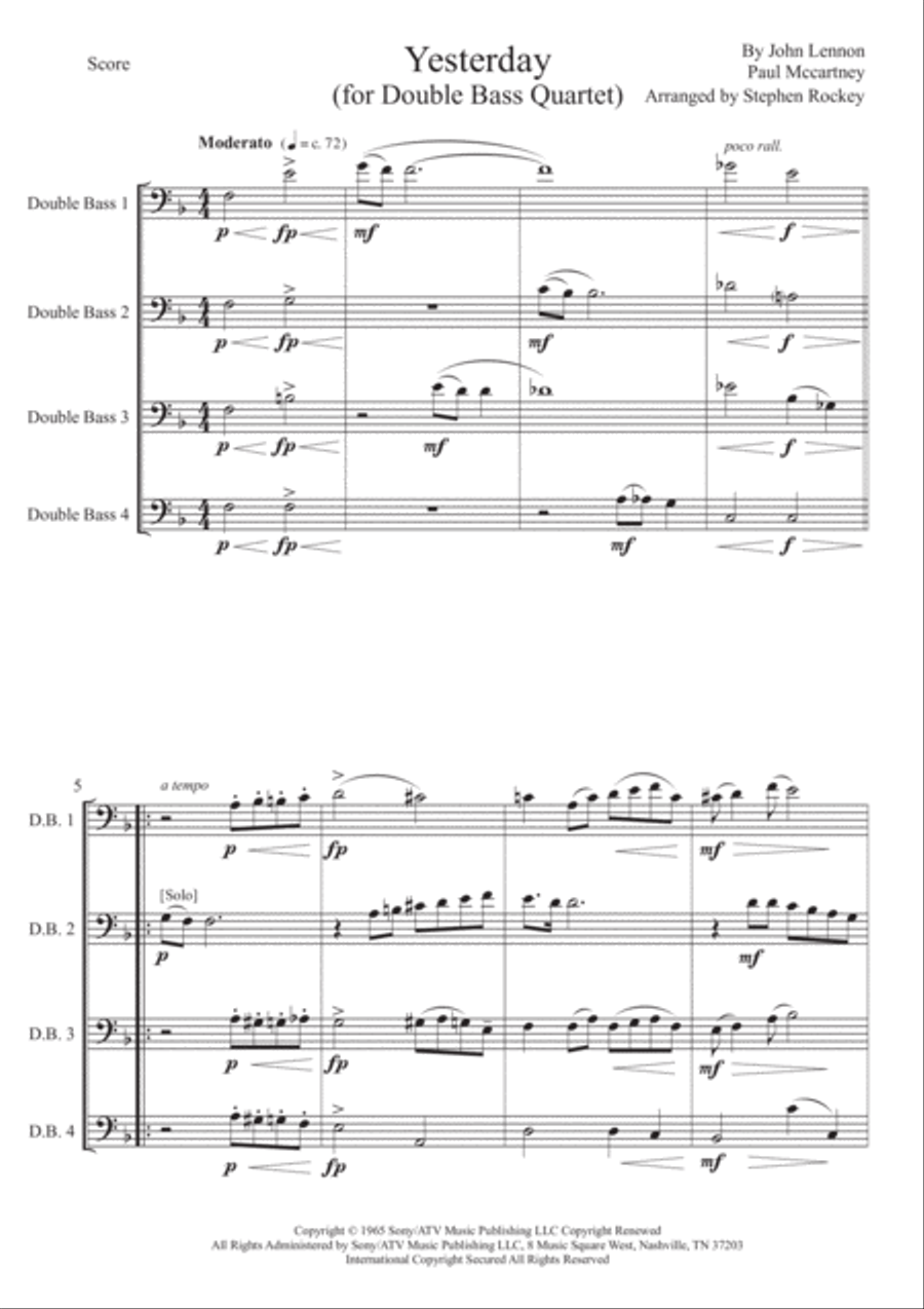 Yesterday Yesterday String Quartet scores gallery preview page 3