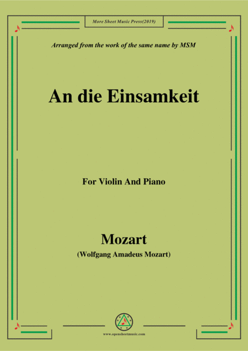 Mozart-An die einsamkeit,for Violin and Piano image number null