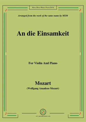 Book cover for Mozart-An die einsamkeit,for Violin and Piano