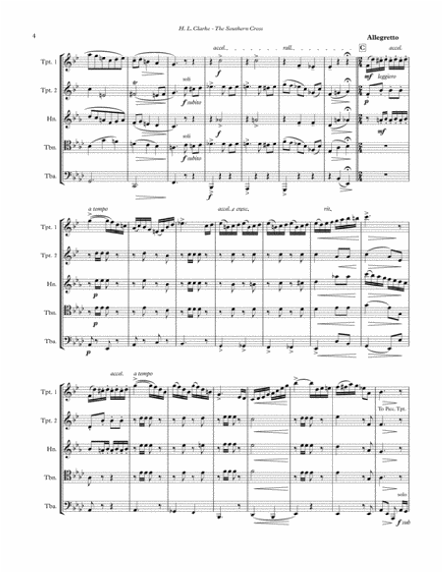 The Southern Cross for Brass Quintet Brass Quintet scores gallery preview page 3
