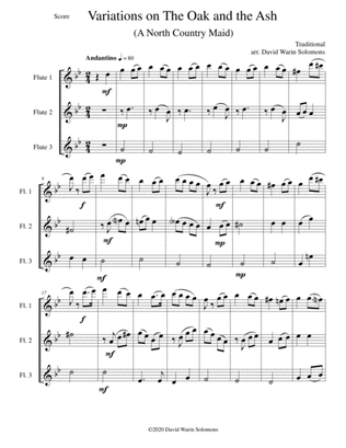 Variations on The Oak and the Ash (A north country Maid) for flute trio (3 C flutes)