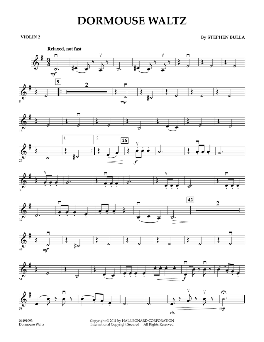 Dormouse Waltz - Violin 2 Orchestra scores gallery preview page 1