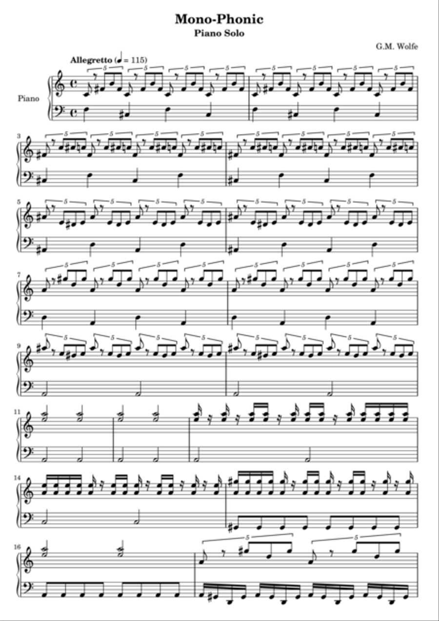 Mono-Phonic Piano Solo scores gallery preview page 1