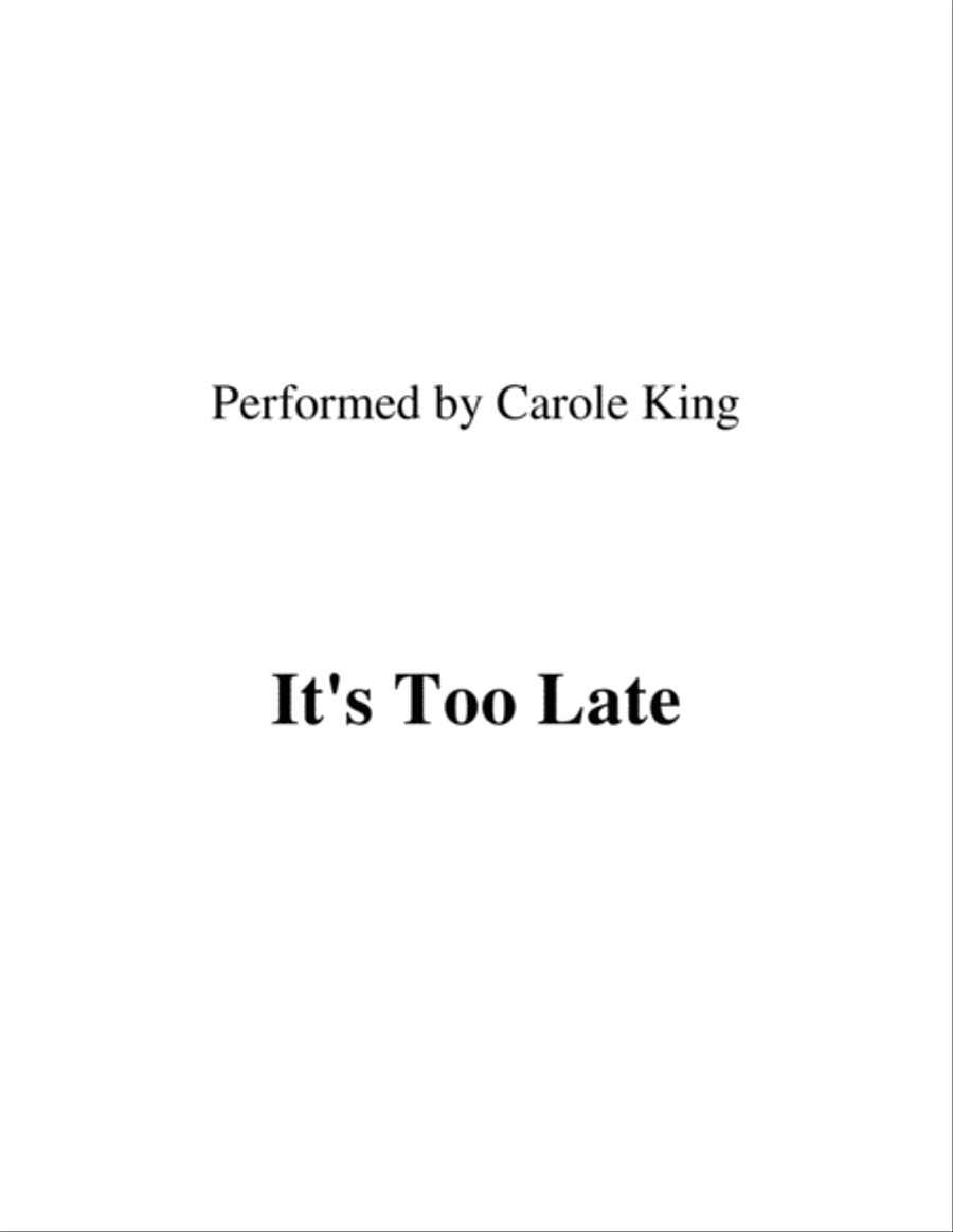 It's Too Late Small Ensemble scores gallery preview page 1
