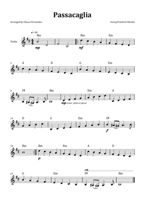 Passacaglia by Handel/Halvorsen - Violin Solo with Chord Notation