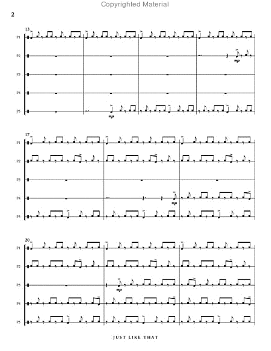 Just Like That Percussion Ensemble scores gallery preview page 3