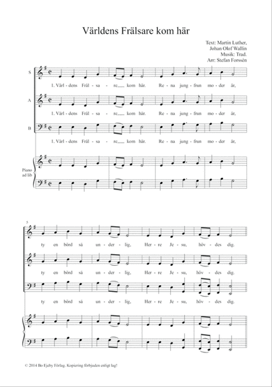Världens Frälsare kom här 3-Part scores gallery preview page 2