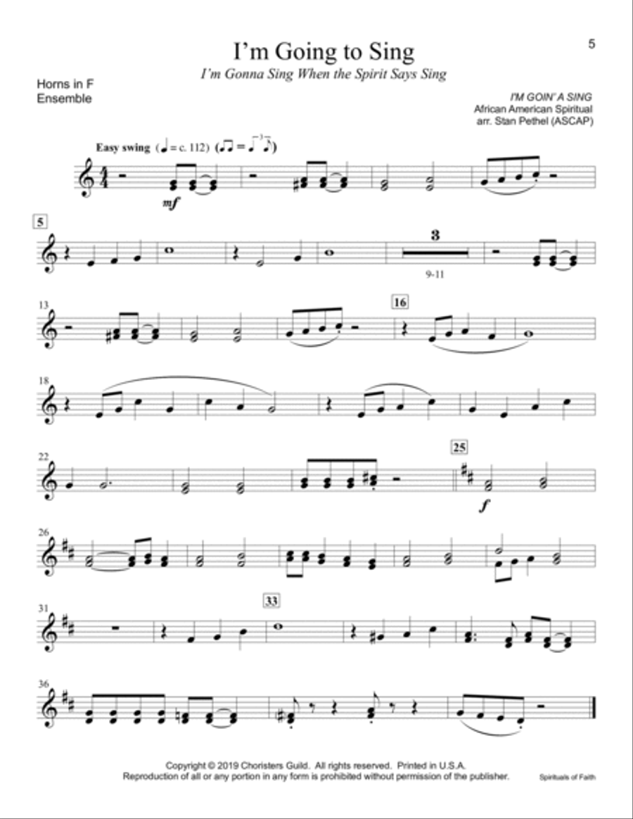 Spirituals of Faith - Horn(s) in F Accompaniment CD scores gallery preview page 5