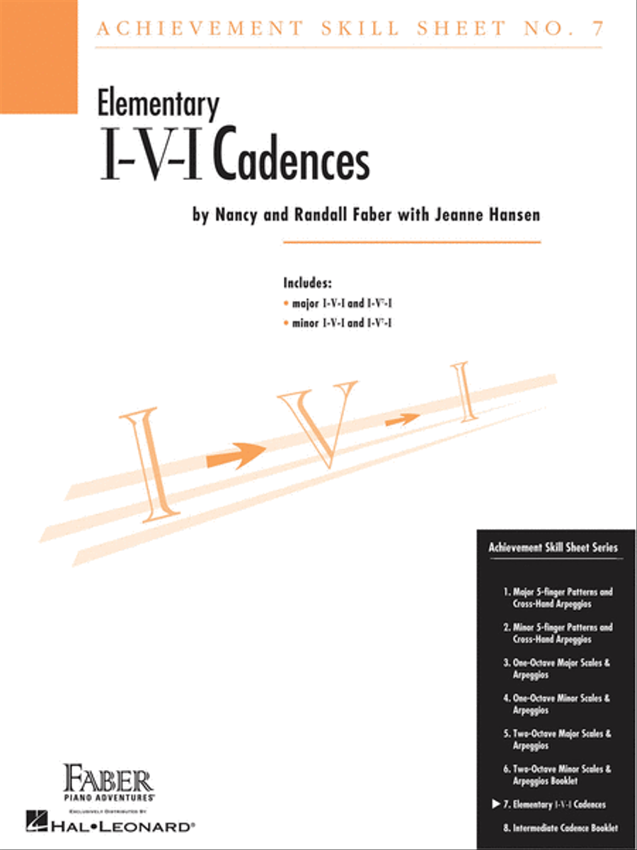 Achievement Skill Sheet No. 7: I-V-I Cadences Piano Method scores gallery preview page 1