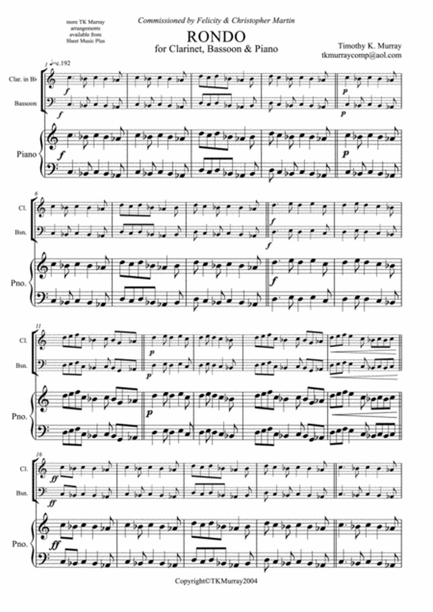 Murray - Rondo - Clarinet, Bassoon & Piano