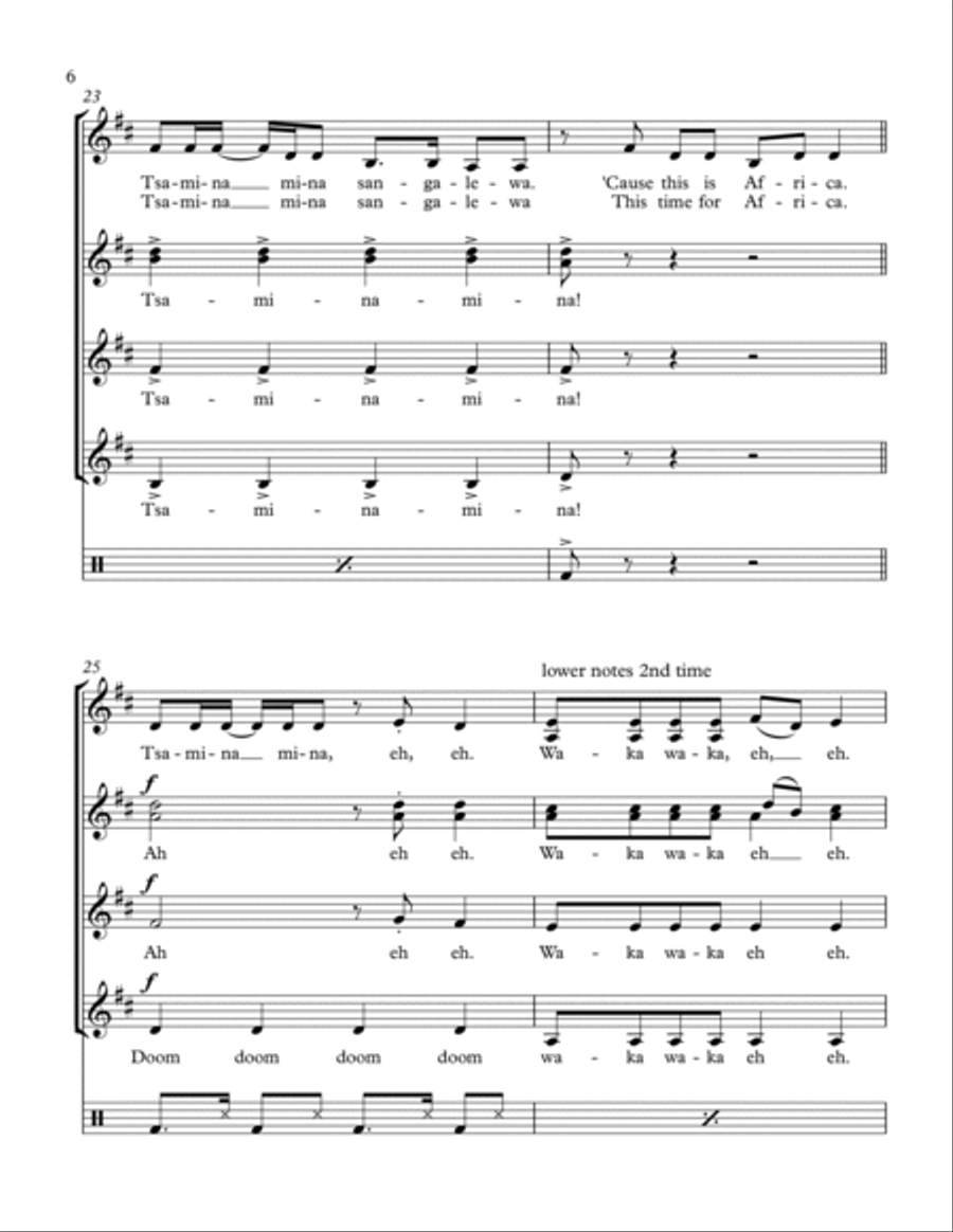 Waka Waka (this Time For Africa) SSA scores gallery preview page 6