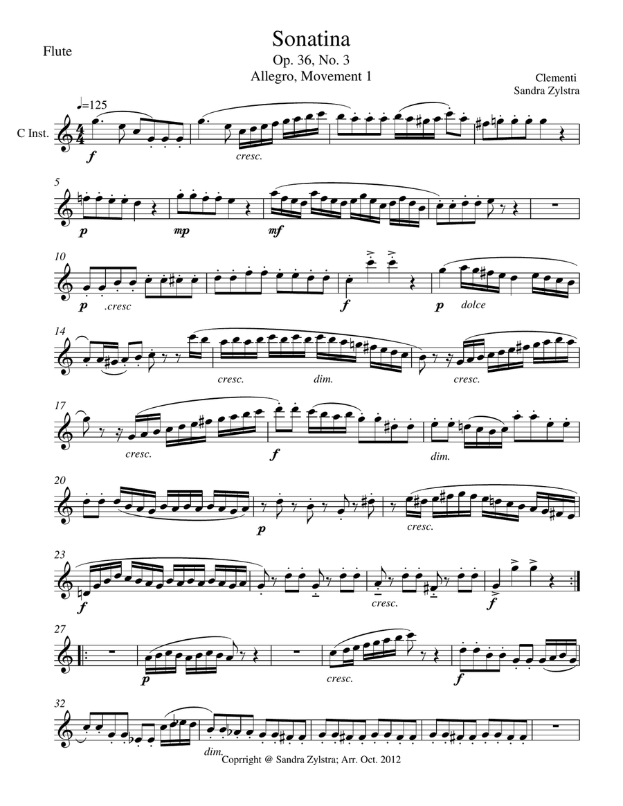 Sonatina-Clementi (Op. 36, No. 3) (treble C instrument only)