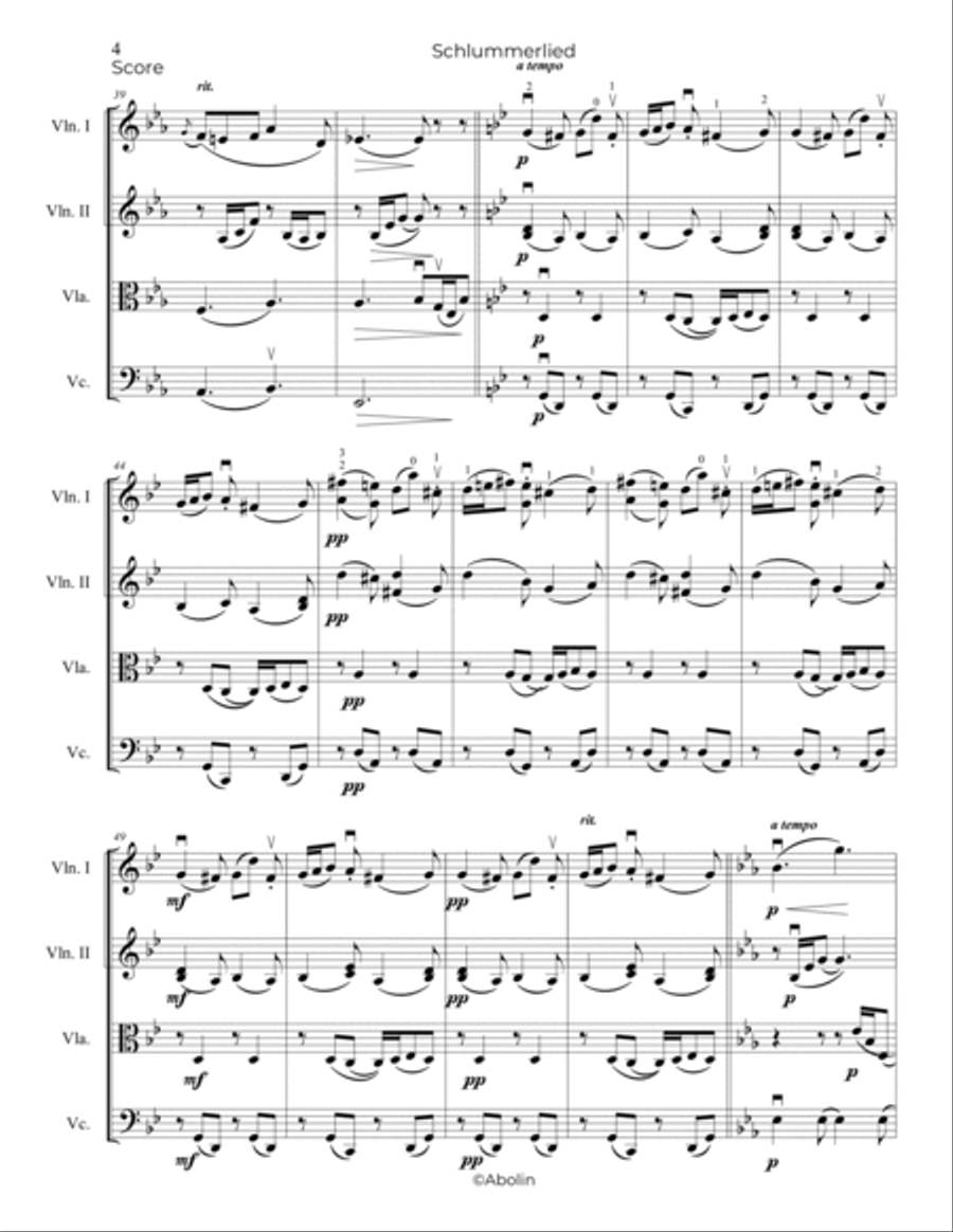 Schumann: Schlummerlied from Albumblatter, Op.124 - String Quartet String Quartet scores gallery preview page 5