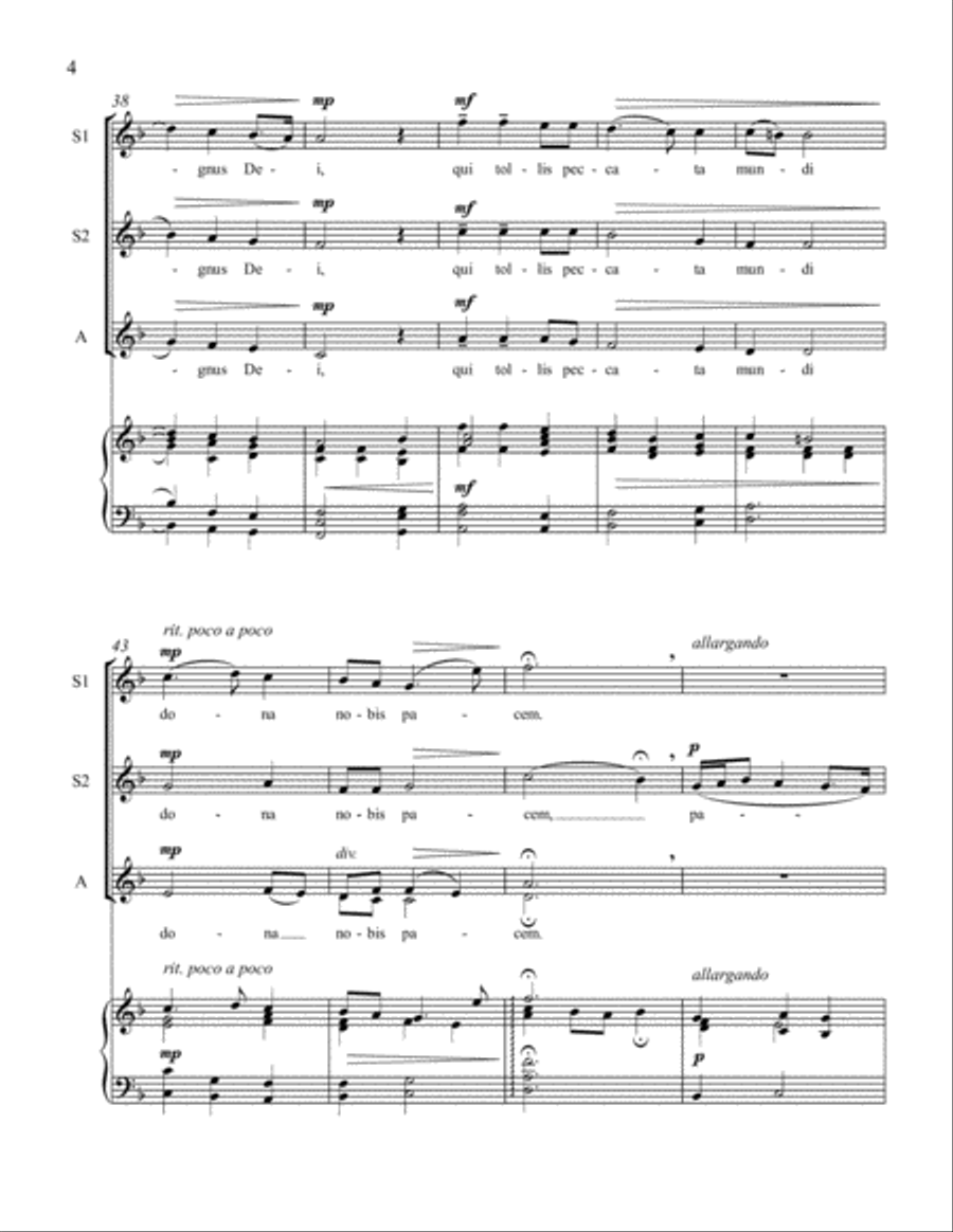 Agnus Dei for SSA Women's Chorus, Violin Solo and Piano SSA scores gallery preview page 6