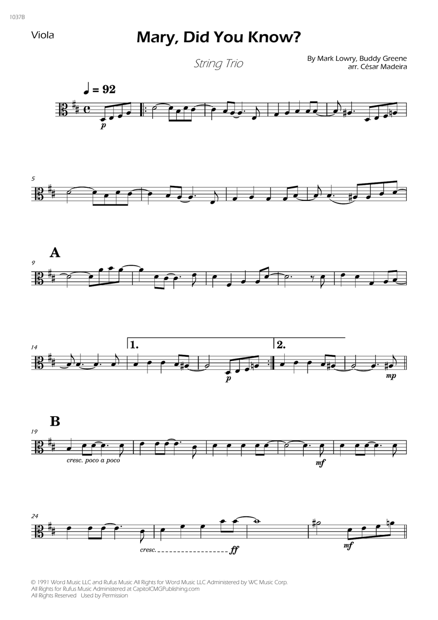 Mary, Did You Know? String Trio scores gallery preview page 3