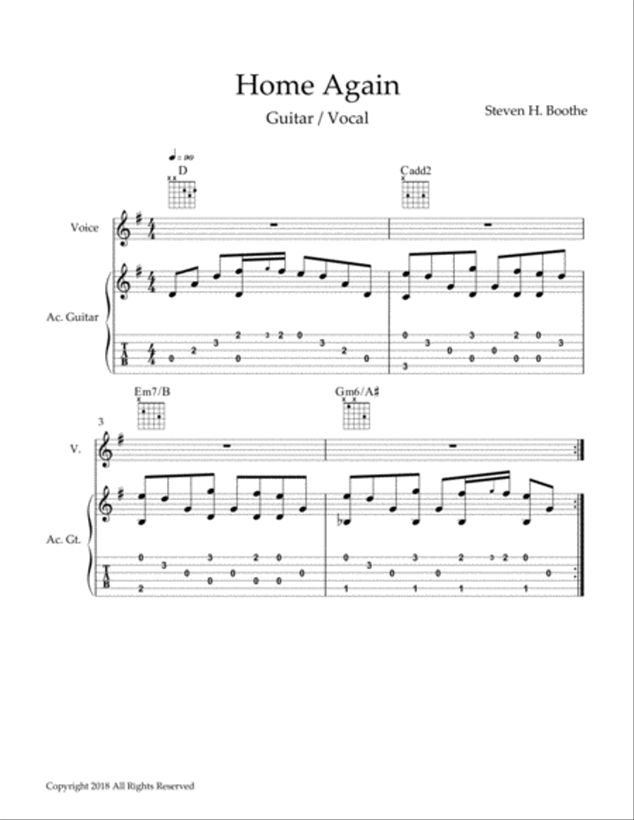 Home Again TAB Electric Guitar scores gallery preview page 1