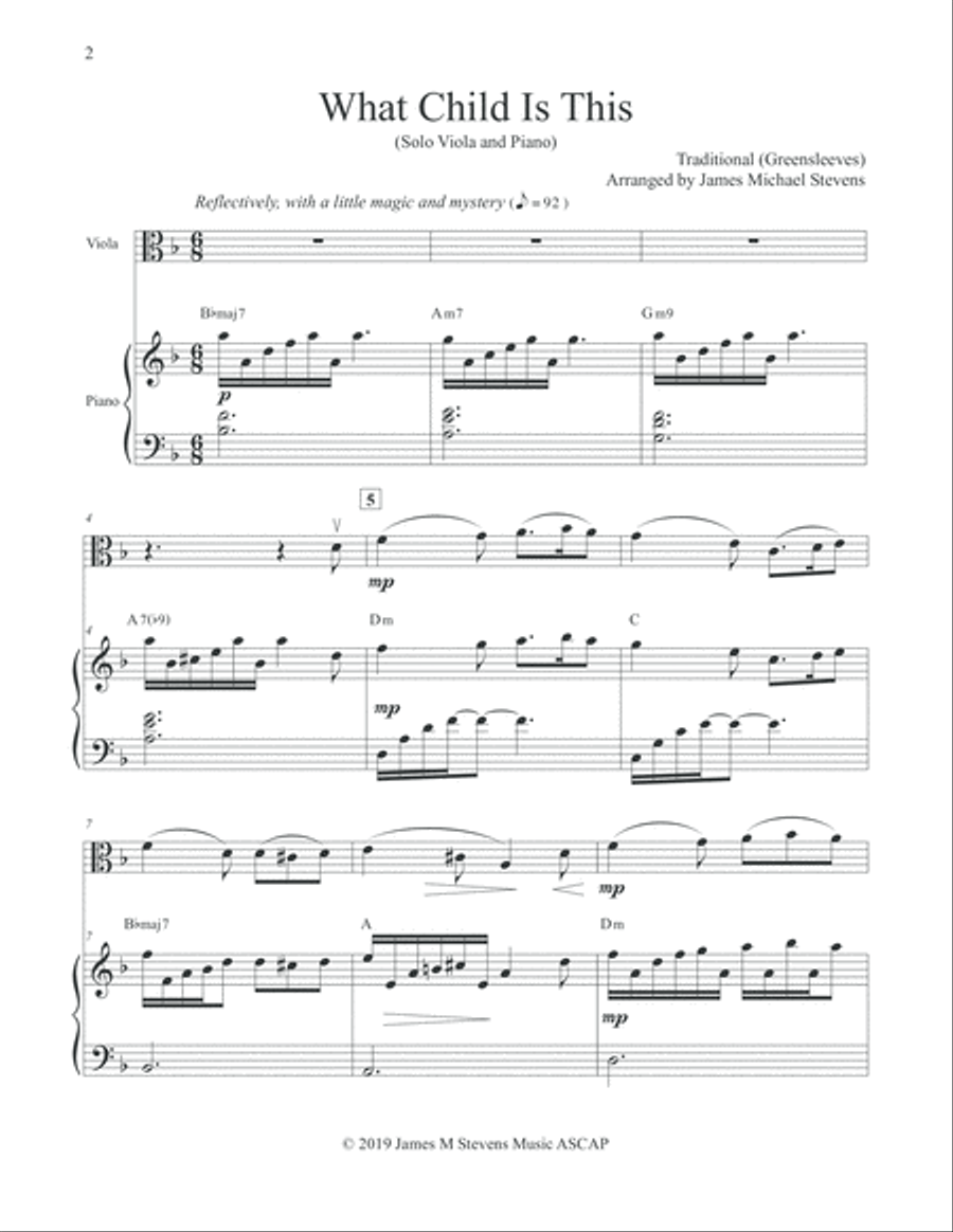 What Child Is This - Christmas Viola & Piano Viola scores gallery preview page 2