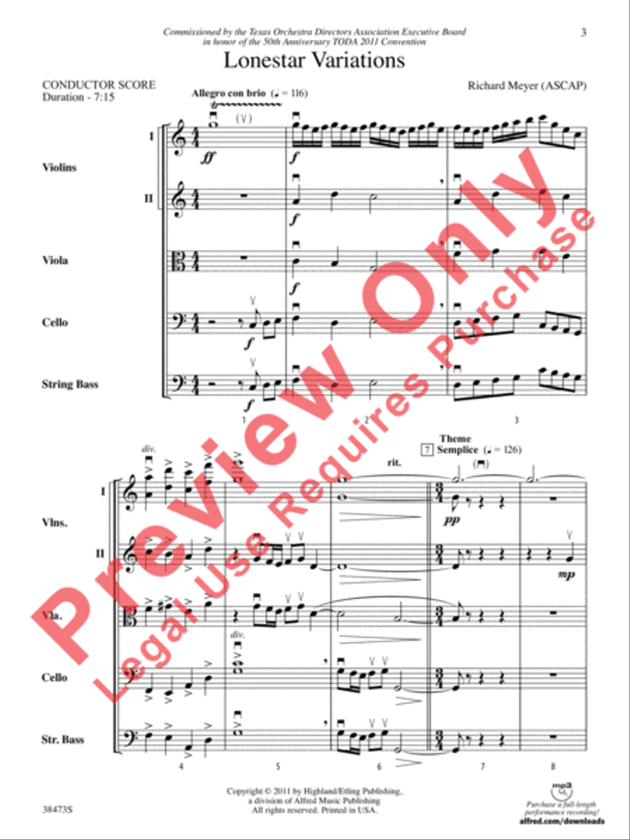 Lonestar Variations String Orchestra scores gallery preview page 4