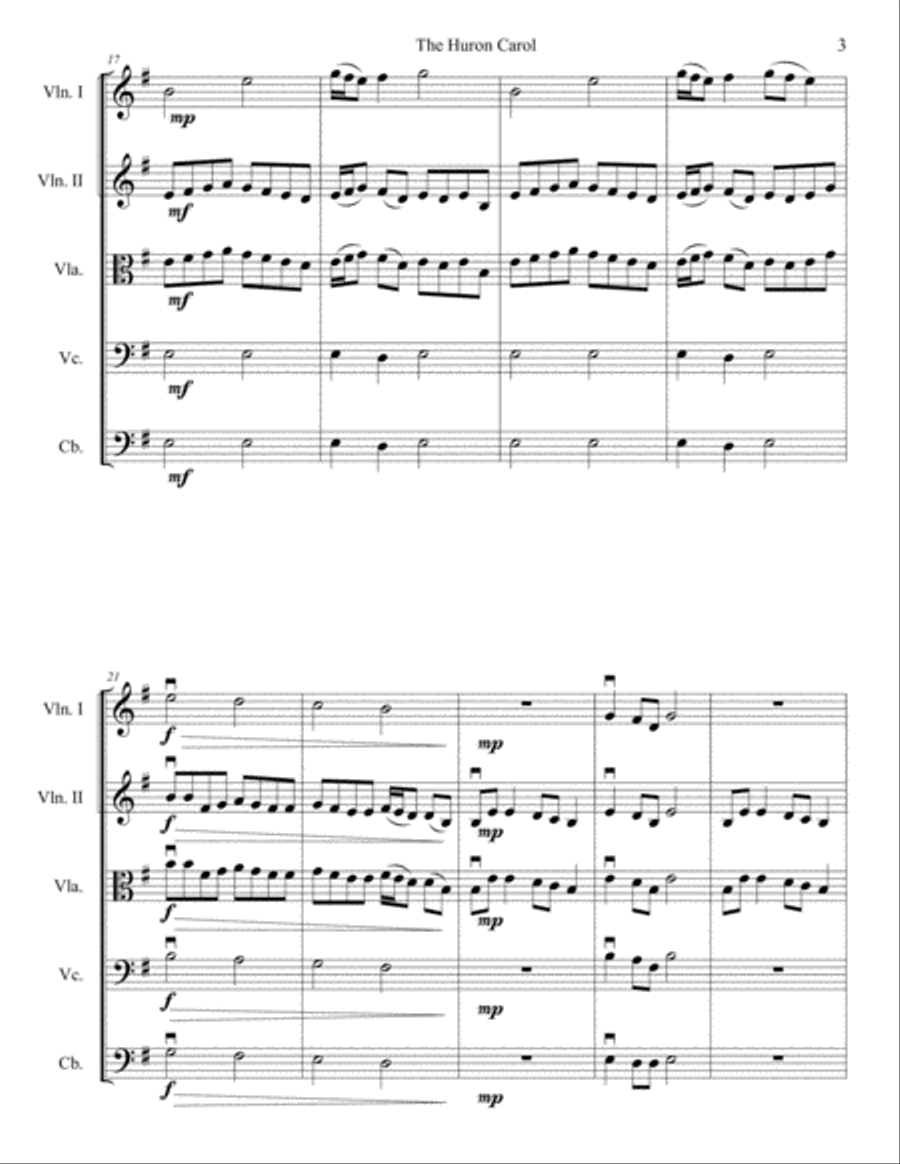 The Huron Carol String Quartet scores gallery preview page 3