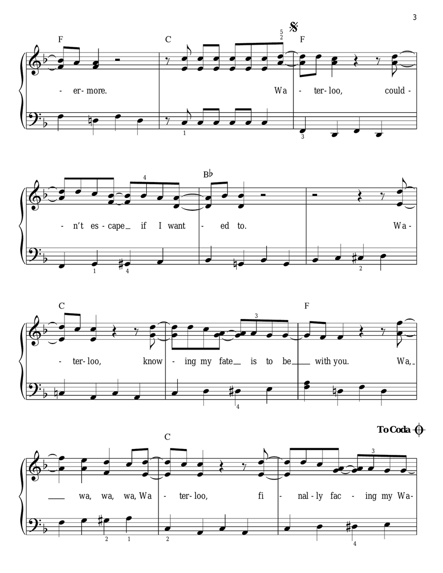 Waterloo Easy Piano scores gallery preview page 3