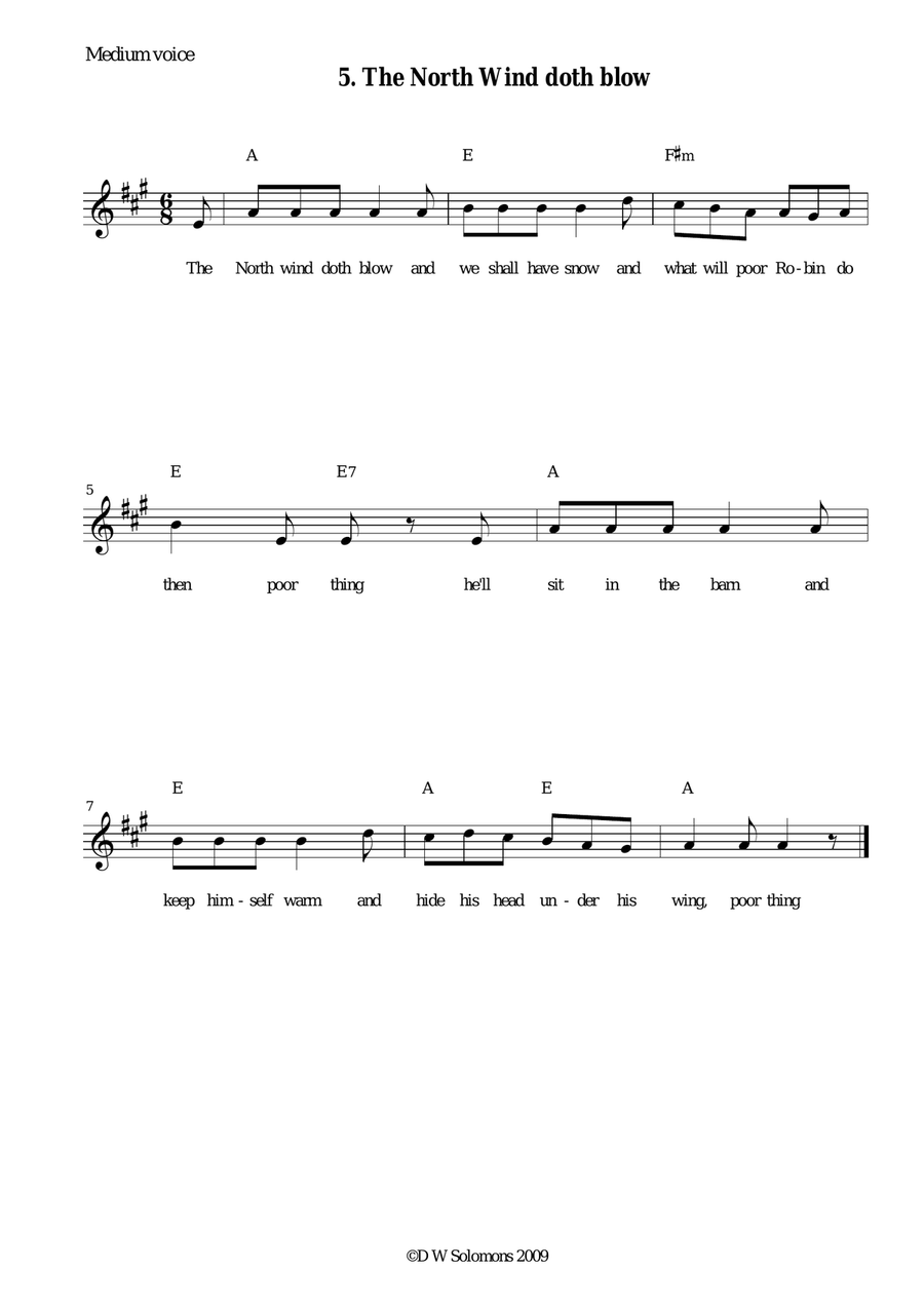 The North Wind doth blow high voice, medium voice or low voice with guitar chords Acoustic Guitar scores gallery preview page 2