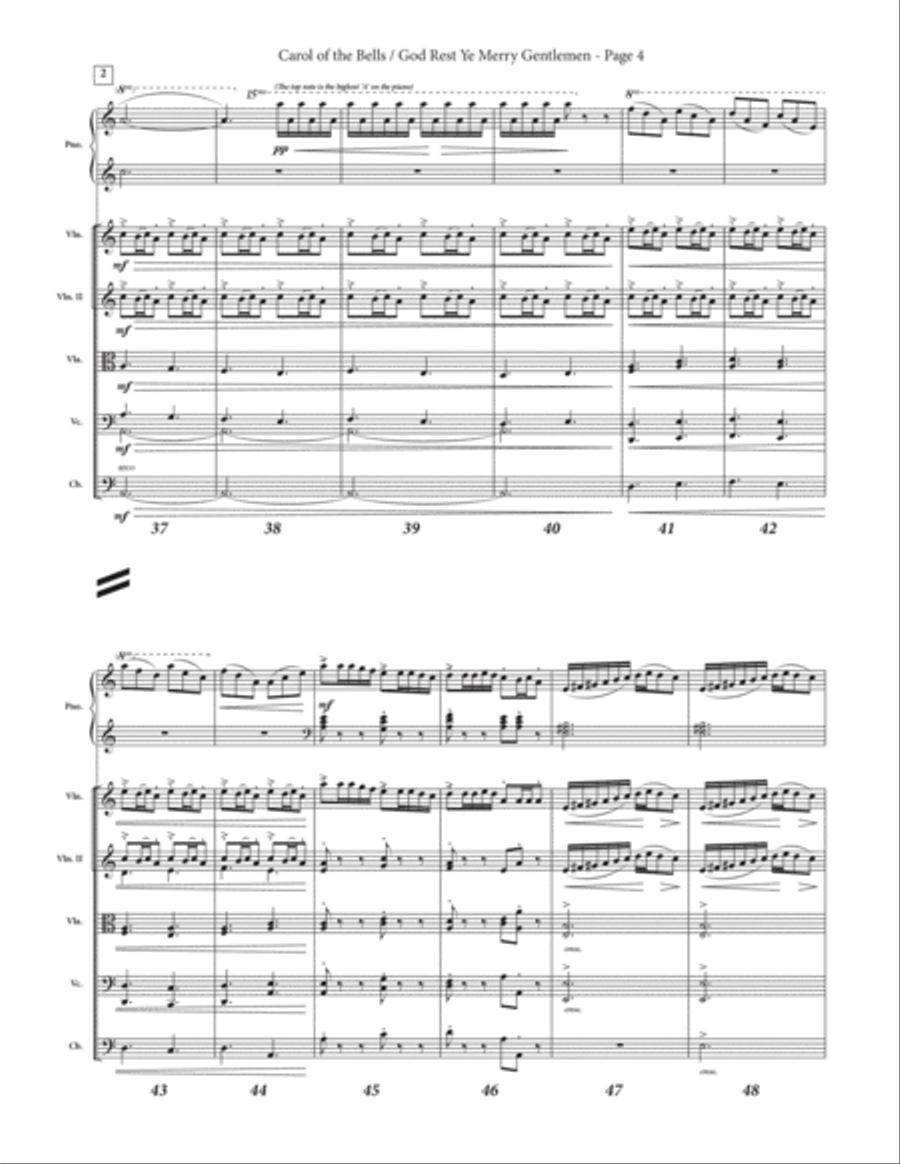 Carol of the Bells / God Rest Ye Merry Gentlemen - Piano & String Orchestra String Orchestra scores gallery preview page 6