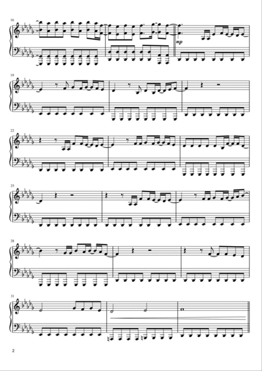 Narcotic Piano Solo scores gallery preview page 2
