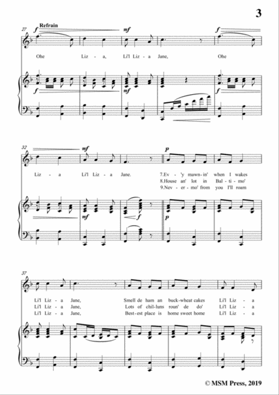 Ada DeLachau-Li'l Liza Jane,in F Major,for Voice and Piano Voice Solo scores gallery preview page 5