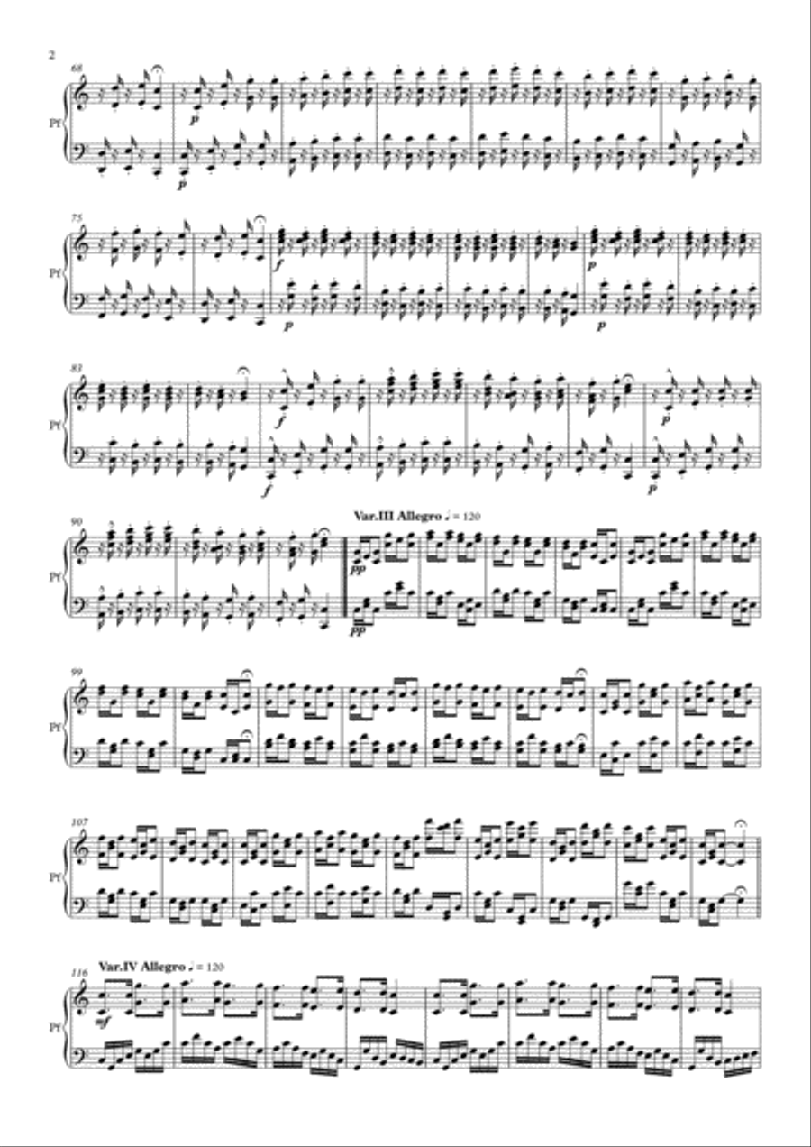 21 Variations in C on Mozart's Theme 